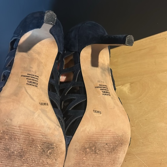 Sole Society caged heeled booties Navy Blue size 8.5 - Picture 6 of 7